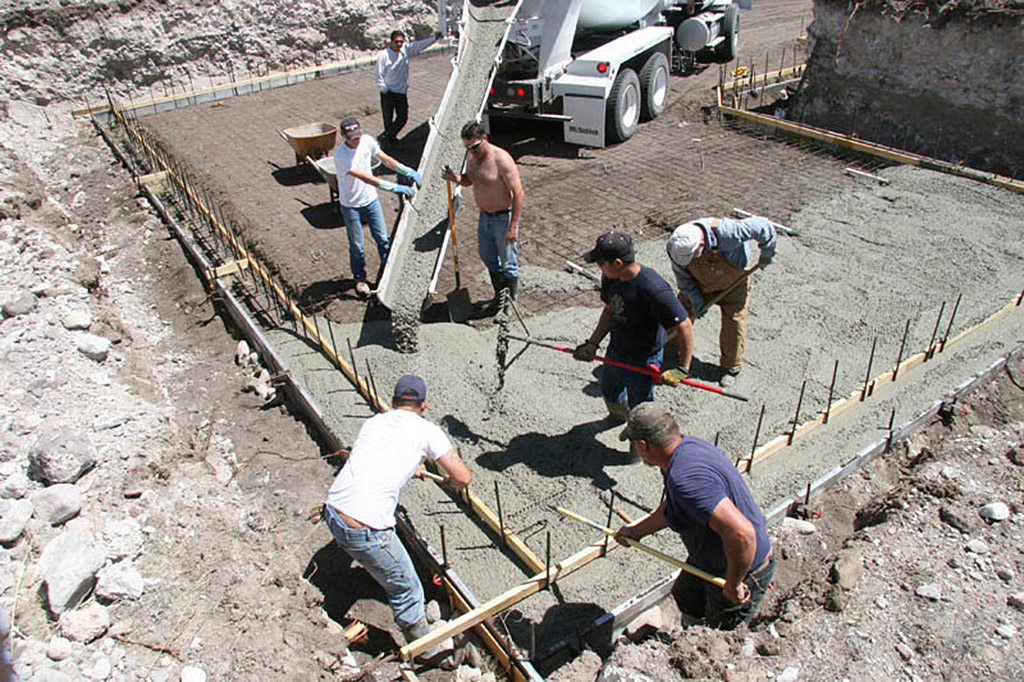 Pouring the foundation slab